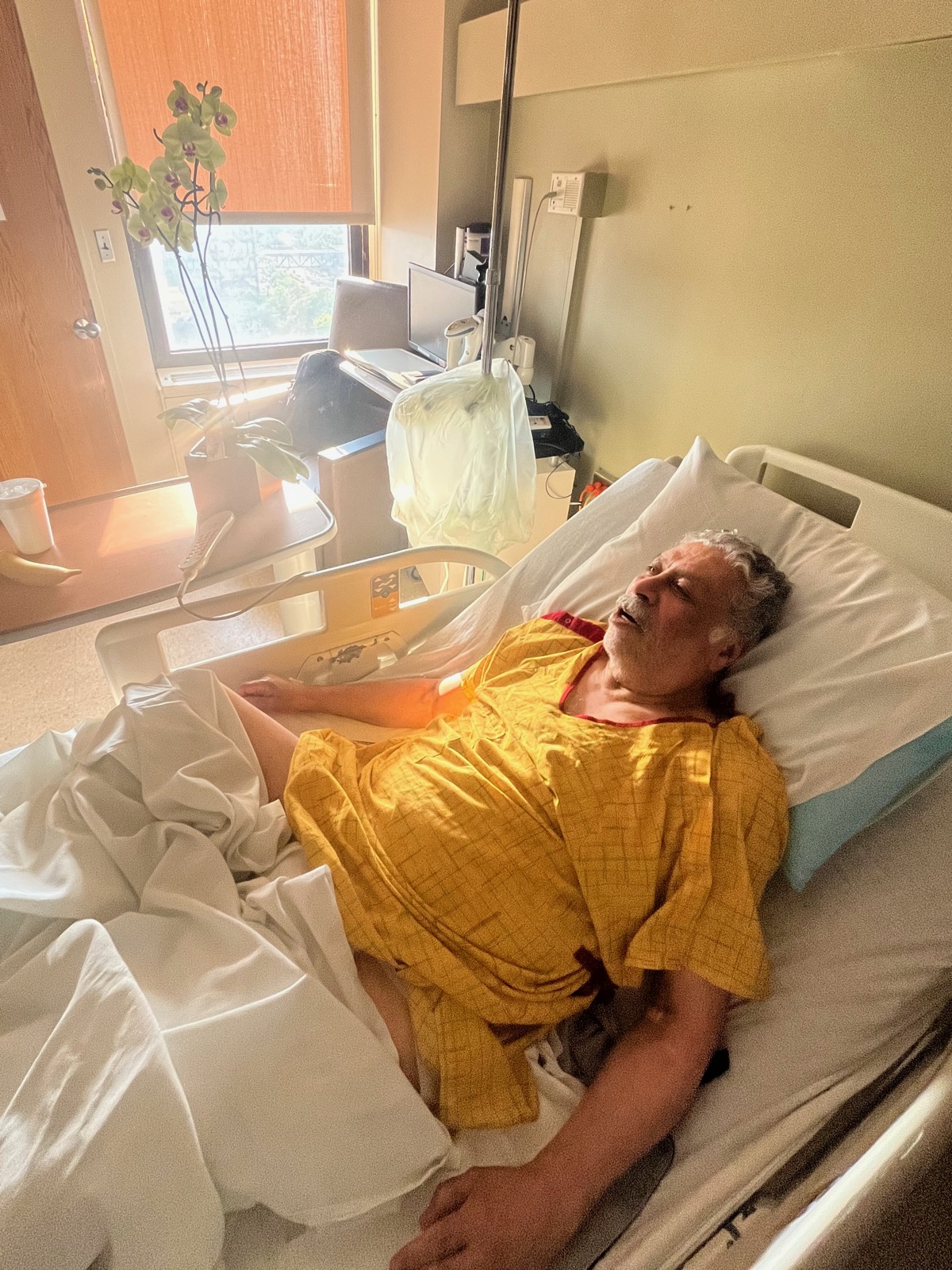 Jamal in a hospital bed during his stay.